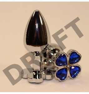 Серебристая пробка с цветком из синих сердечек - 7 см.