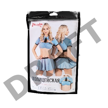 Верхняя часть костюма «Полицейская», Pecado BDSM, топ, жакет, галстук, голубой, 42