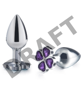 Серебристая пробка с цветком из фиолетовых сердечек - 7 см.