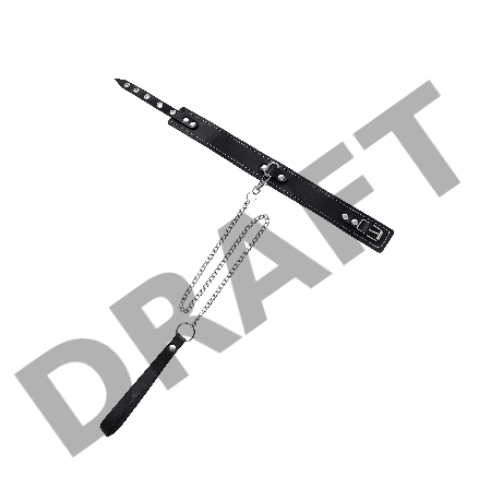 Ошеиник двухслойный с белои строчкои Pecado BDSM, натуральная кожа, черный