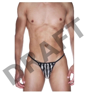 Трусы мужские стринги серебристо-черные