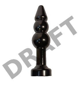 Чёрная анальная ёлочка с красным кристаллом - 11,2 см.