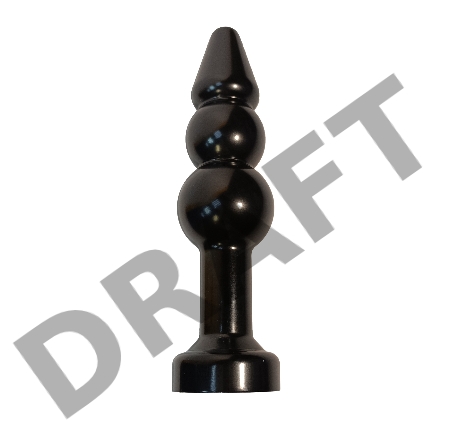 Чёрная анальная ёлочка с красным кристаллом - 11,2 см.