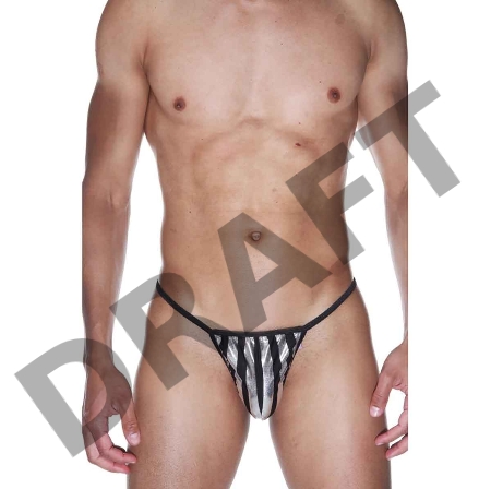 Трусы мужские стринги серебристо-черные