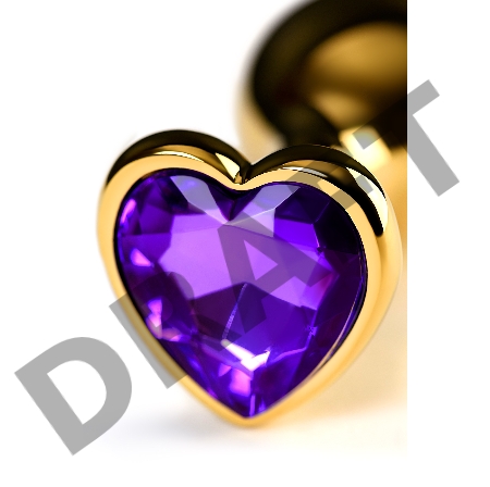 Анальная втулка Штучки-Дрючки, металл, золотая, с фиолетовым кристаллом, 8 см, Ø 3 см, 165 г