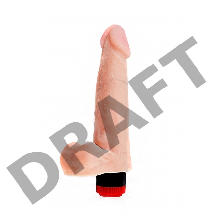 Упругий вибратор с мошонкой ART-Style №10 - 21,5 см.