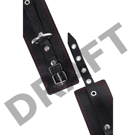 Наручники однослойные с контрастной строчкой Pecado BDSM, натуральная кожа, черные